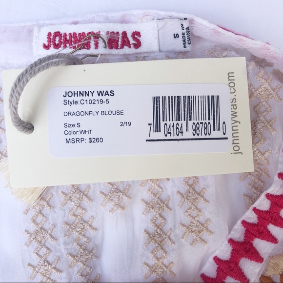 โญ๏ธHP๐งโโ๏ธ Johnny Was Dragonfly Blouse NWT sz S - Picture 8 of 9